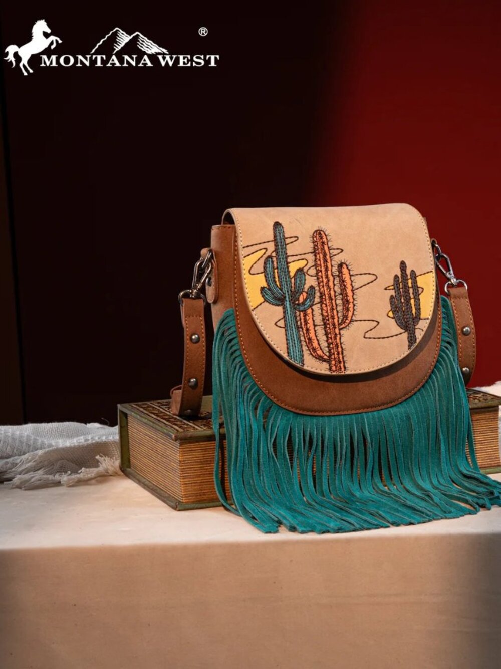 Montana West Embroidered Collection Crossbody Bag Cream